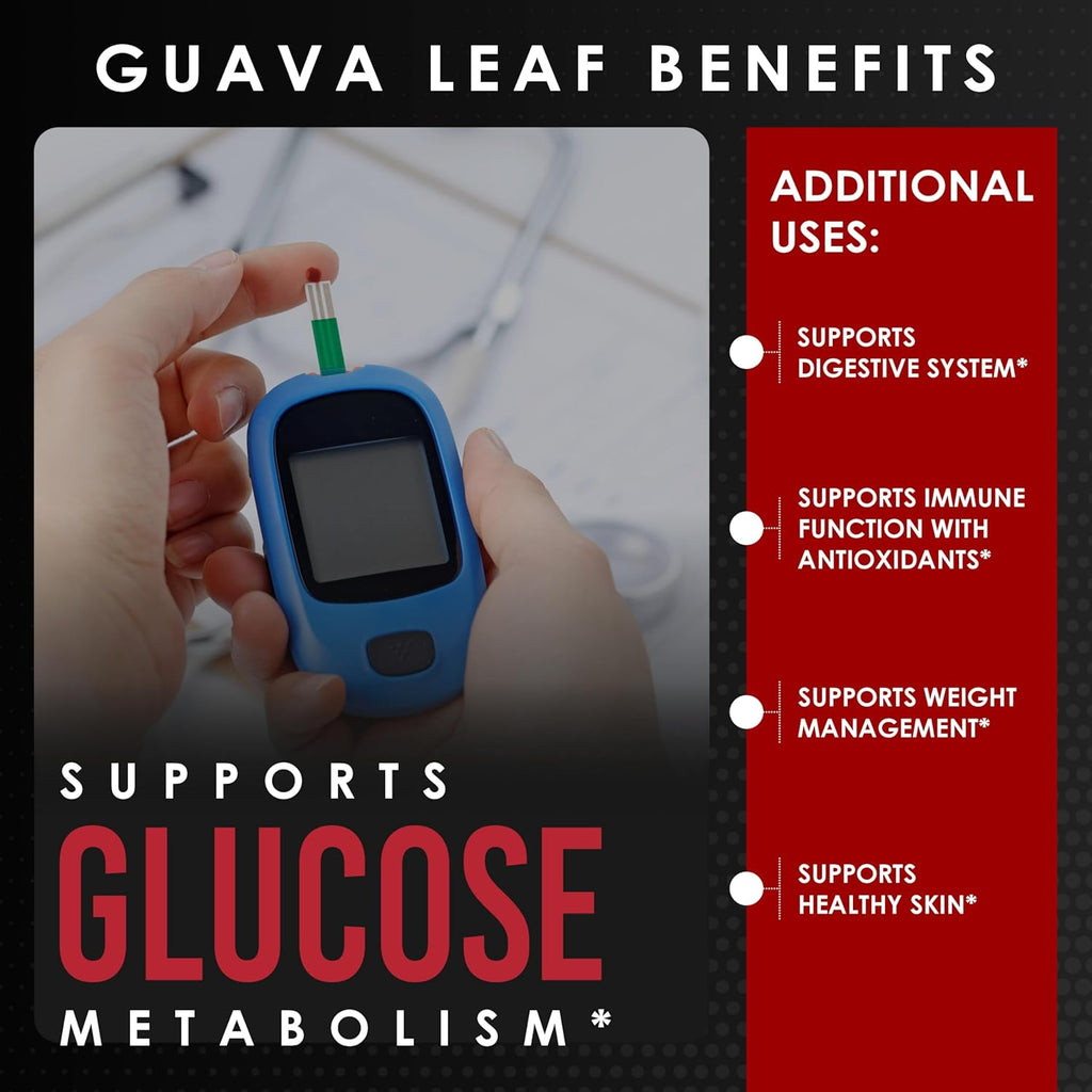 AMALTH Guava Leaf Extract with Piperine Supplement Capsules 1000 mg (120 Capsules) Non- GMO Gluten Free