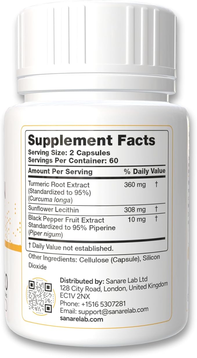 Curcumin Turmeric 360 mg per Serving (eq to 12 000 mg Turmeric), 120 Capsules w/Black Pepper & Phytosome Extract