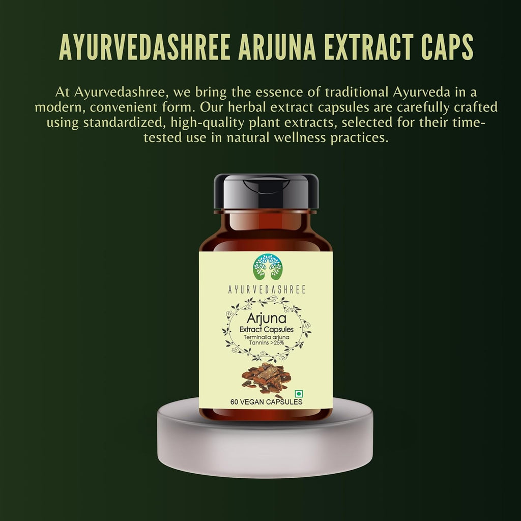 Arjuna Extract 500mg - 60 Vegetarian Capsules| |Terminalia Arjuna Tannis |All Natural | 100% Vegan | Gluten-Free | GMP Certified