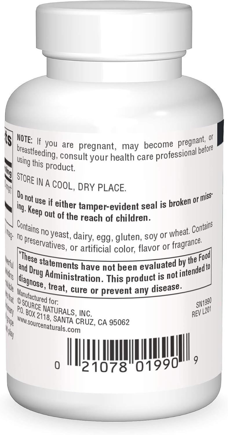 Source Naturals Proanthodyn Grape Seed Extract, Antioxidant Protection, Supports a Healthy Aging Brain*, 200 mg - 60 Capsules