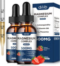 Magnesium Glycinate Liquid Drops 500mg - Triple Magnesium Complex Supplement with Citrate, Malate, Ashwagandha, L-Theanine, Vitamin B6 for Sleep, Stress Relief, Muscle, Strawberry Flavor 4 Fl Oz