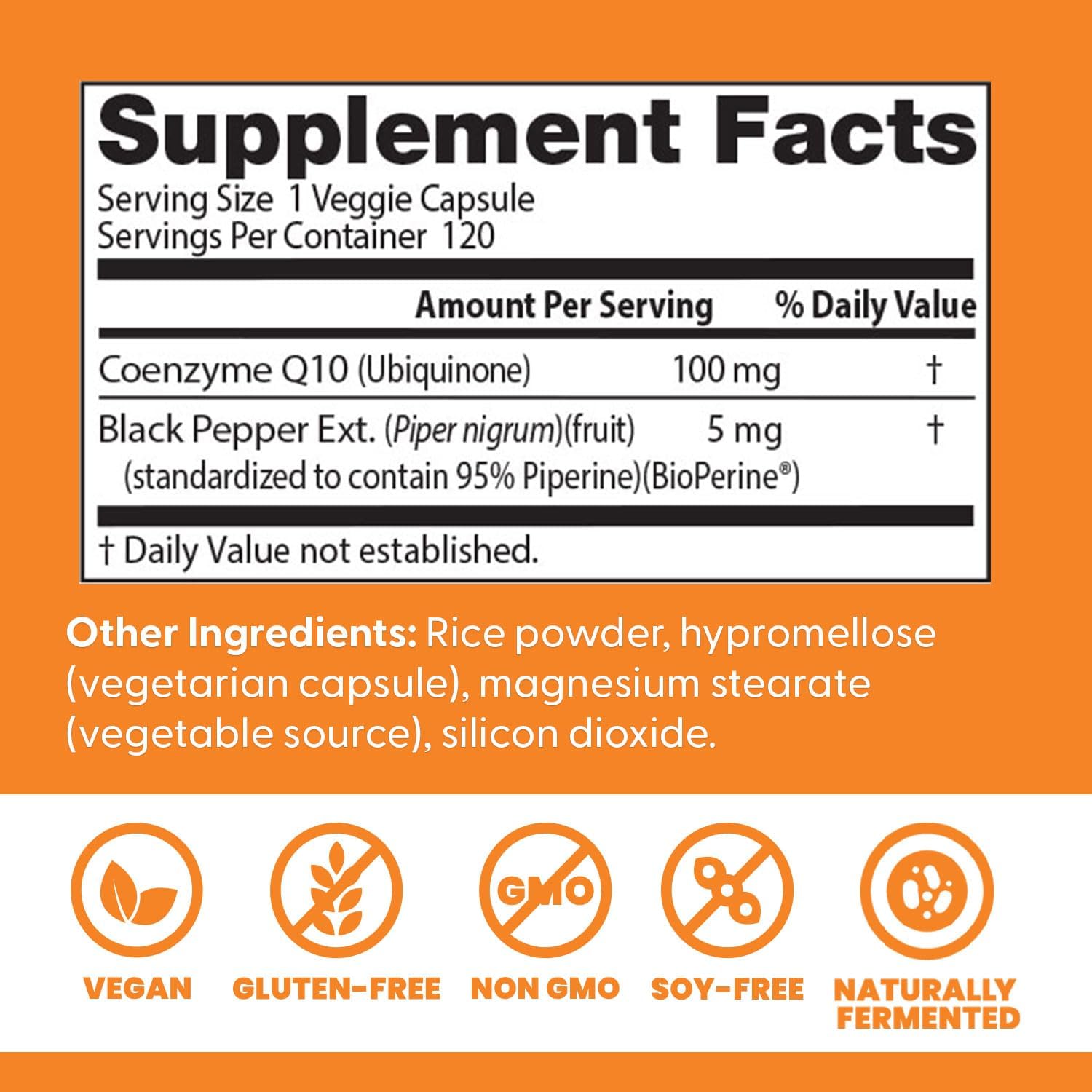 Doctor's Best High Absorption CoQ10 with Bioperine, Heart Health & Energy Production, Non-GMO, Gluten & Soy Free, Vegan, 100 Mg, 120 count