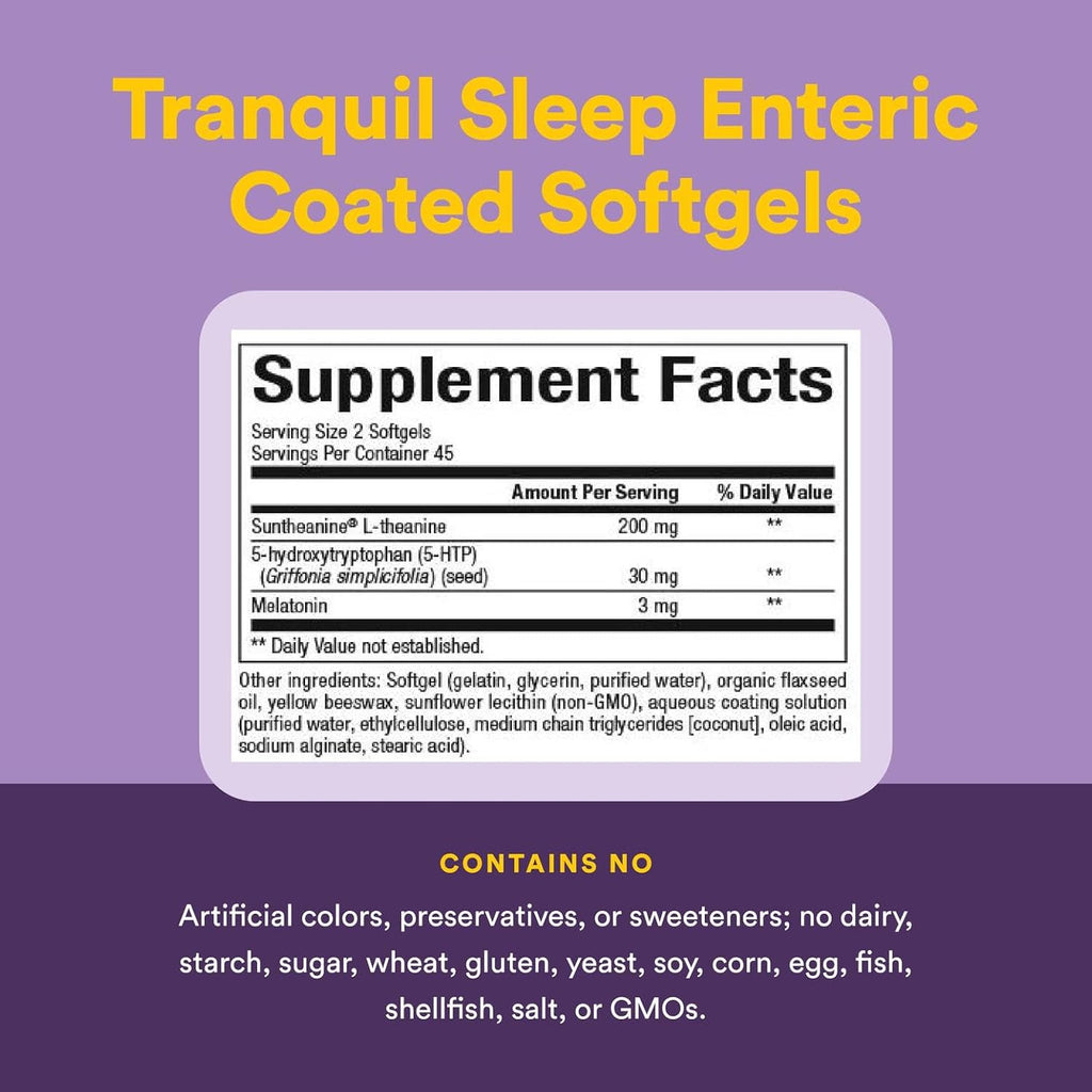 Stress-Relax Tranquil Sleep by Natural Factors, Sleep Aid with Suntheanine L-Theanine, 5-HTP, Melatonin, 90 Softgels