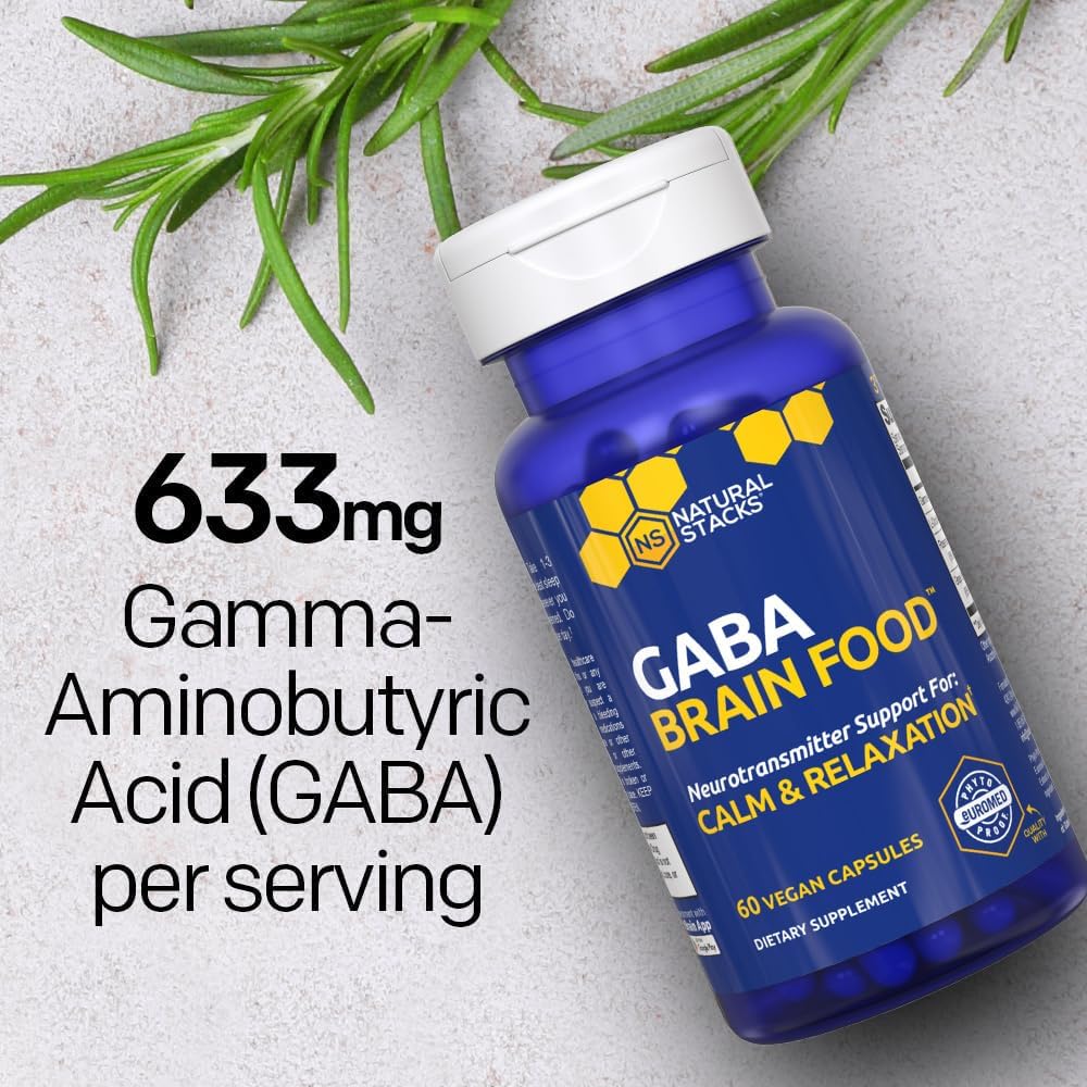 GABA Brain Food - GABA Supplement with L-Citrulline & Grape Seed Extract - Supports Calm & Relaxation - Nighttime Sleep Aid - Supports Production of Gamma Aminobutyric Acid - 120 L-Citrulline Capsules