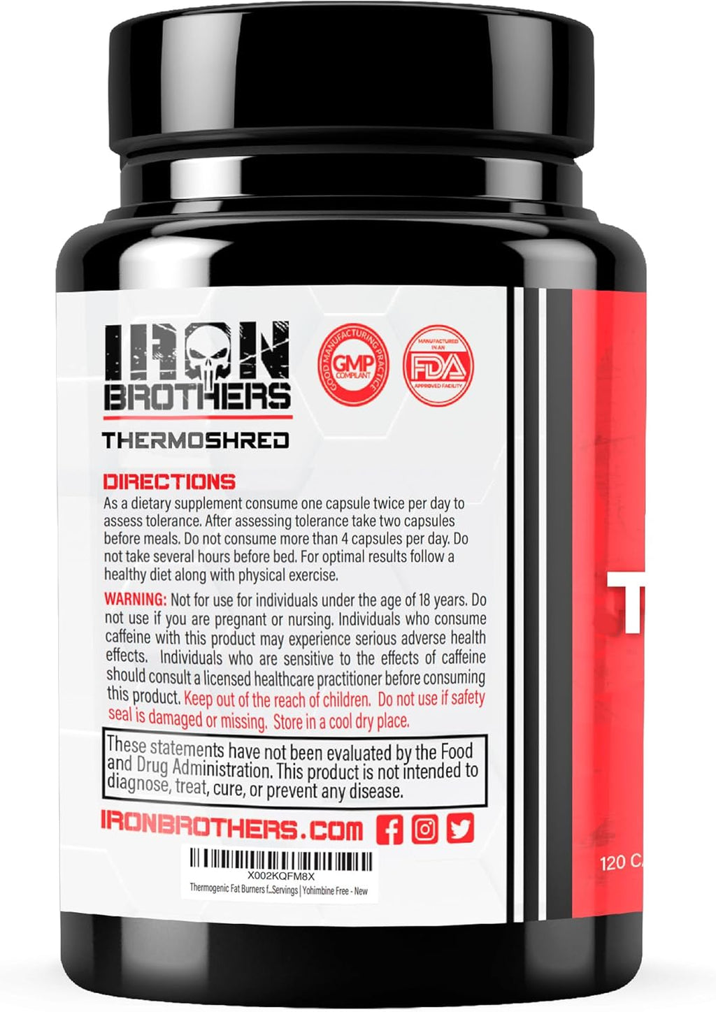Iron Brothers Thermogenic Fat Burner – Metabolism & Appetite Support – Grains of Paradise, Green Tea & Infinergy Caffeine – Energy & Weight Loss – 60 Veggie Capsules