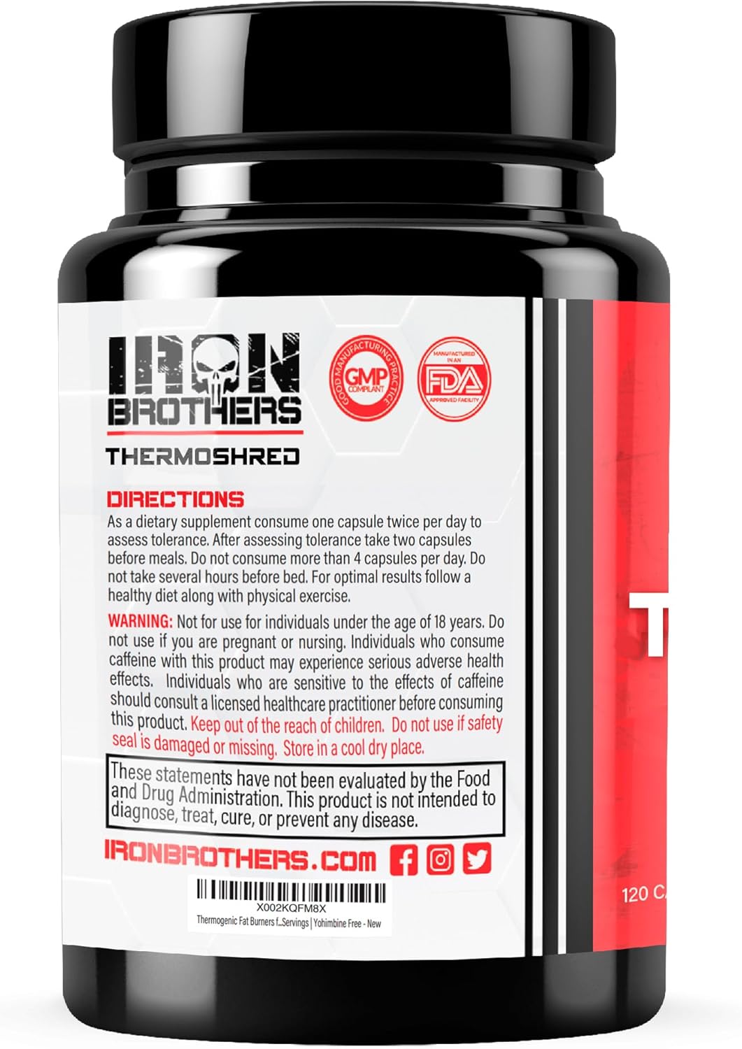 Iron Brothers Thermogenic Fat Burner – Metabolism & Appetite Support – Grains of Paradise, Green Tea & Infinergy Caffeine – Energy & Weight Loss – 60 Veggie Capsules