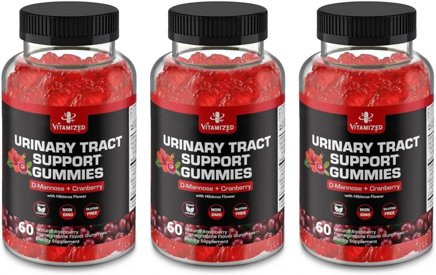 Potent Cranberry Gummies 1500mg with D Mannose - Urinary Tract Health for Women & Men, Urinary Flush & Bladder Fast-Acting Support Supplements with Hibiscus Powder, 180 Count