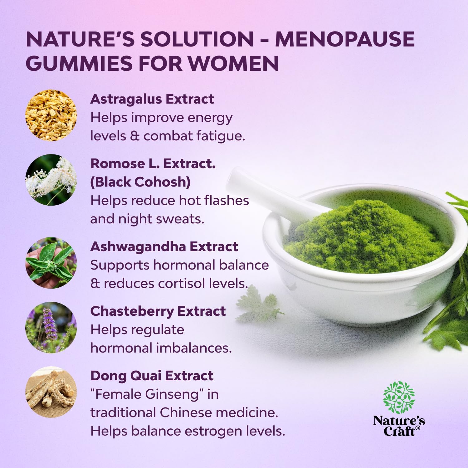 Womens Menopause Gummies with Dong Quai - Menopause Vitamins for Women with Ashwagandha - Holistic Support for Hot Flashes Night Sweats and Mood Swings - Pre & Post Supplements - 90 Count