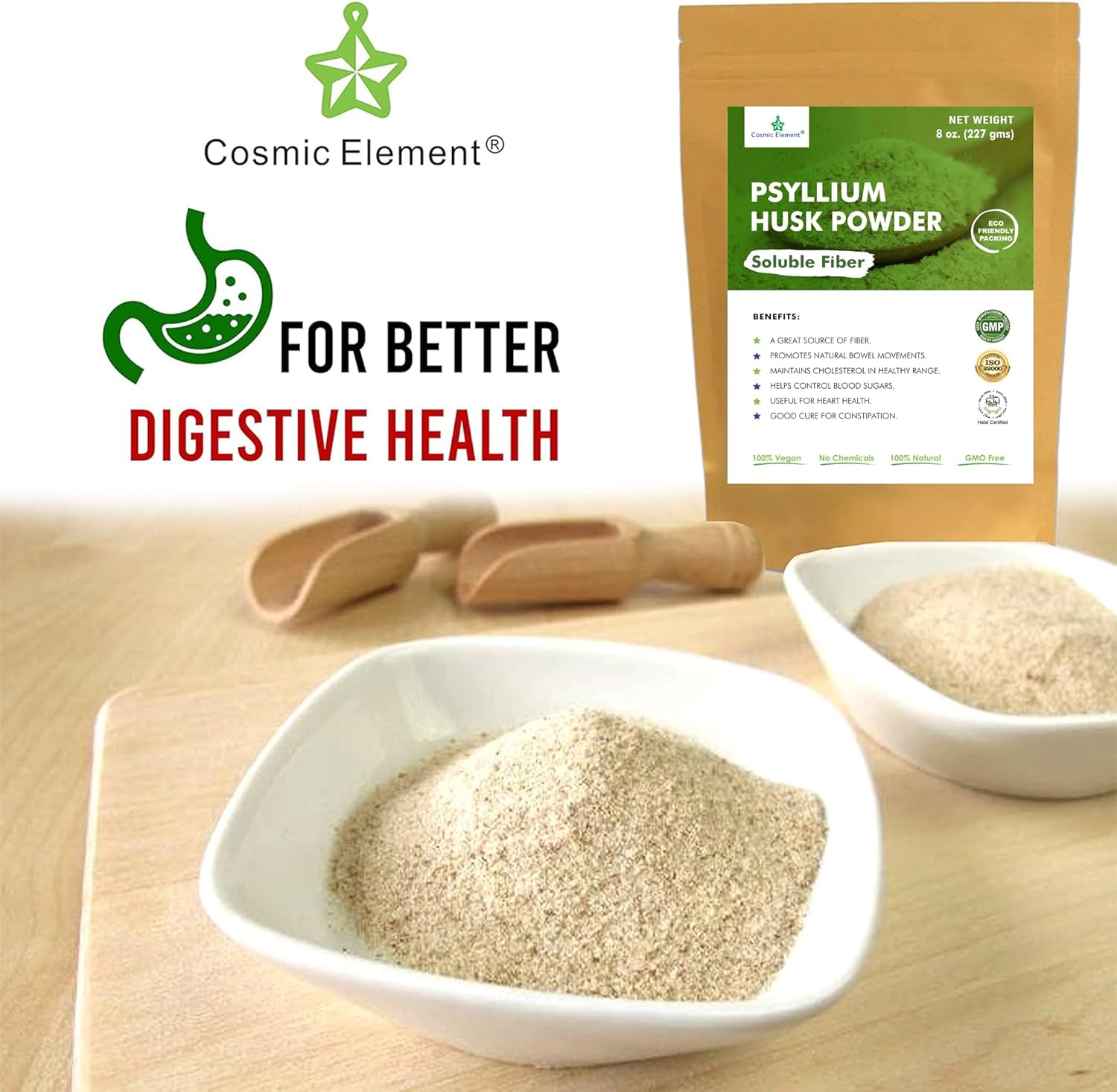 100% Pure Psyllium Husk Powder Organic – Finely Ground Fiber Supplement for Regularity & Keto | Psyllium Husk Powder for Baking and Gluten-Free Bread – 8 oz