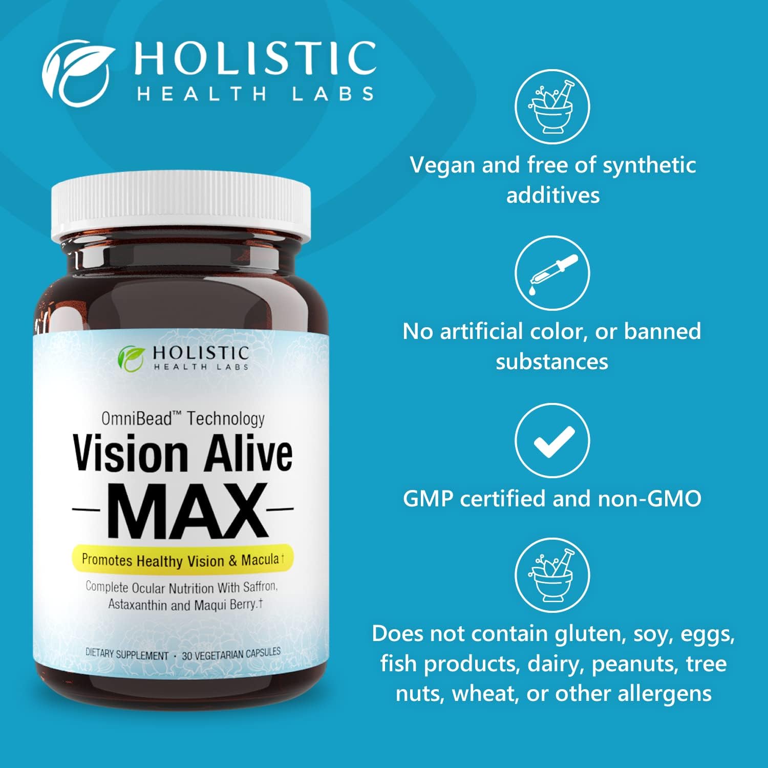 Vision Alive Max with 8 Natural Ingredients Lutemax® 2020, Bilberries, Blueberries, c3g from Black Currant, Maqui Berry, Saffron, and Astaxanthin (30 Count (Pack of 1))