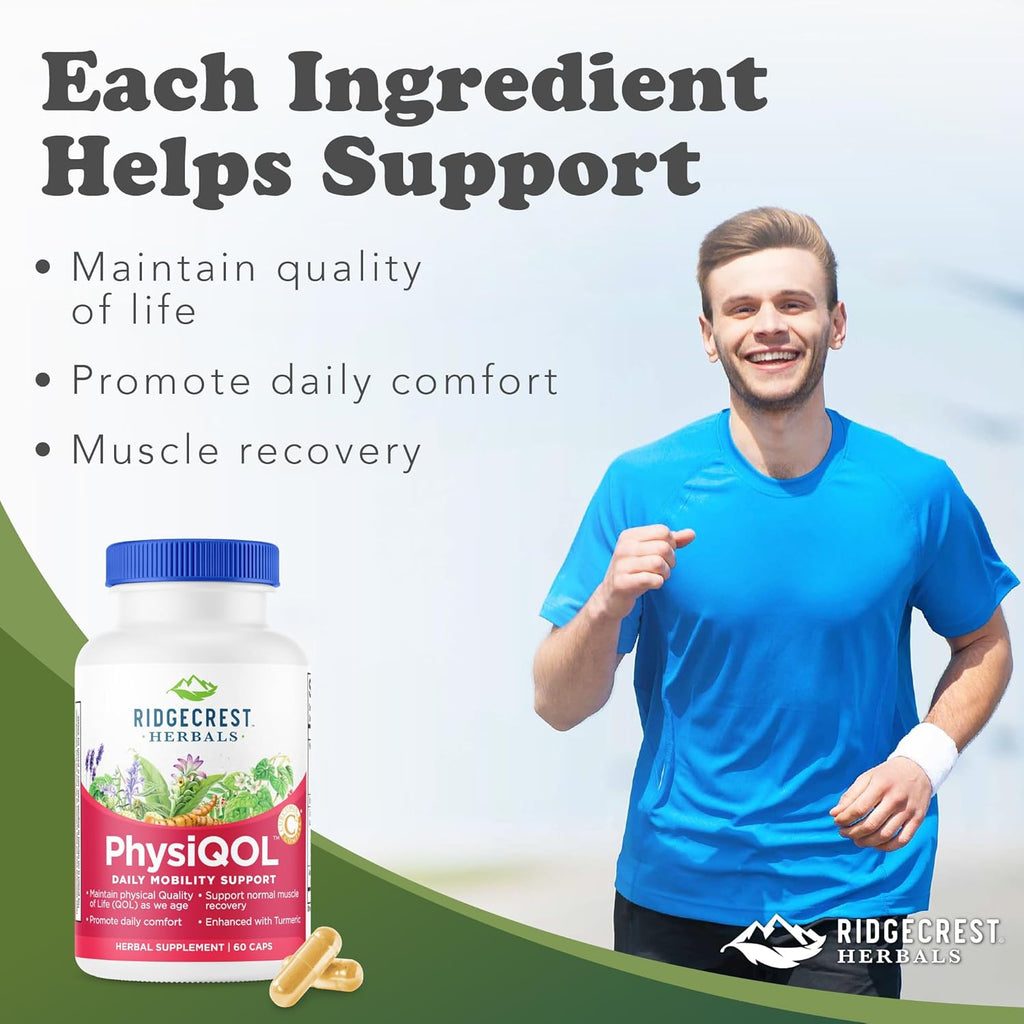Ridgecrest Herbals PhysiQOL, Herbal Supplement with Boswelia and Tumeric (60 Vegan Caps, 30 Serv)