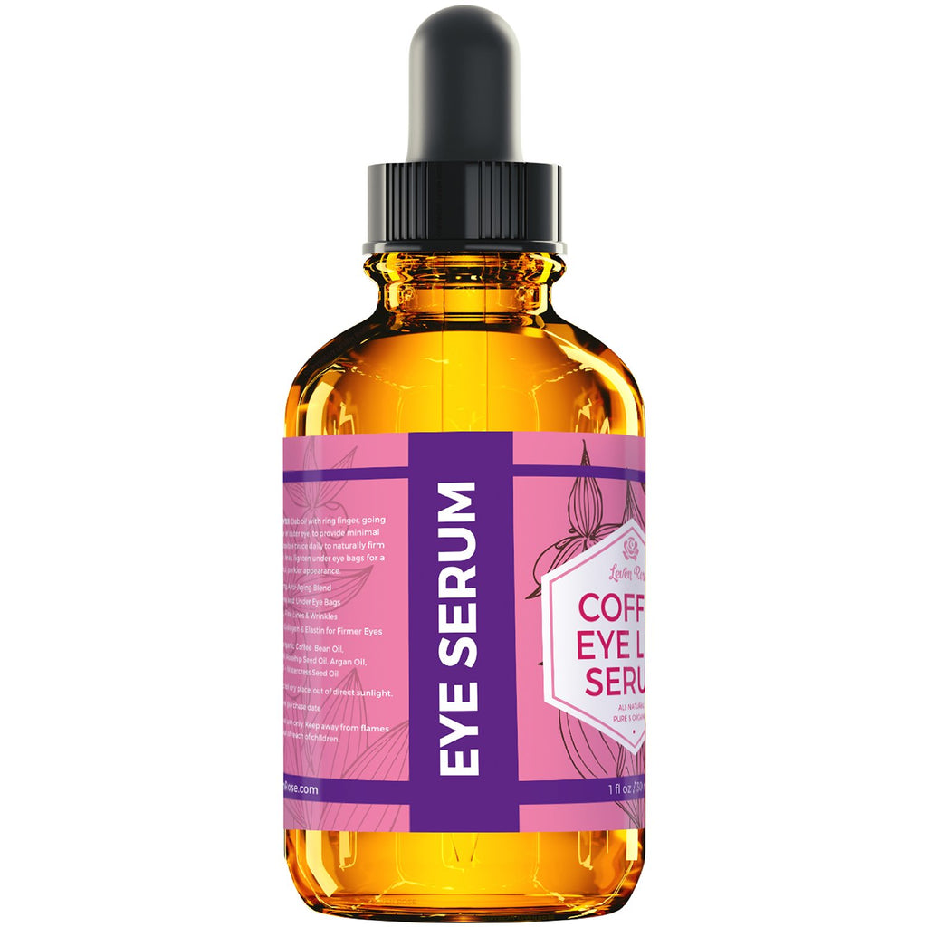 Leven Rose Coffee Oil Caffeine Serum for Eyes 1 oz - Anti-aging Organic Under Eye Serum for Puffy Bags Under Eyes