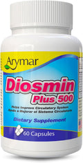 ARYMAR Diosmin 500mg with B-Complex - Circulatory Support Supplement for Leg Vein Health and Normal Blood Flow - 60 Capsules