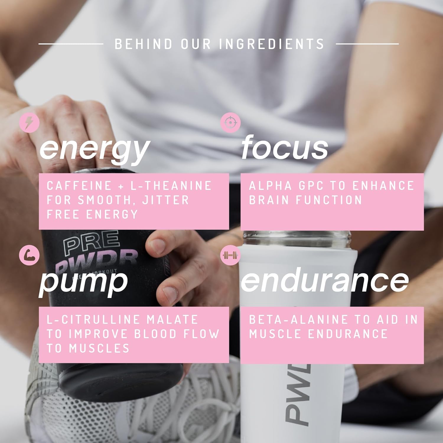 PWDRS Pre-Workout Powder, All Natural Pre Workout for Energy, Pump, Endurance & Strength, with Caffeine (Pink Lemonade)