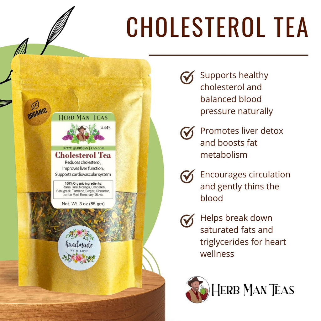 CHOLESTEROL HEALTH TEA - for healthy cholesterol levels. A proven formula by master herbalist Khabir - 100% Organic, Non GMO, no additives