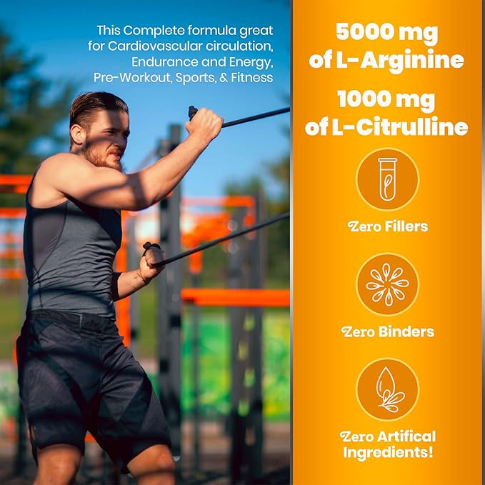 Simply Natures Pure - Cardio Heart Health Nitric Oxide Booster Support Supplement Powder with L-Arginine 5000 mg, L-Citrulline 1000 mg and Hawthorne Berry, 16.82 Ounces - Tart Cherry Flavor