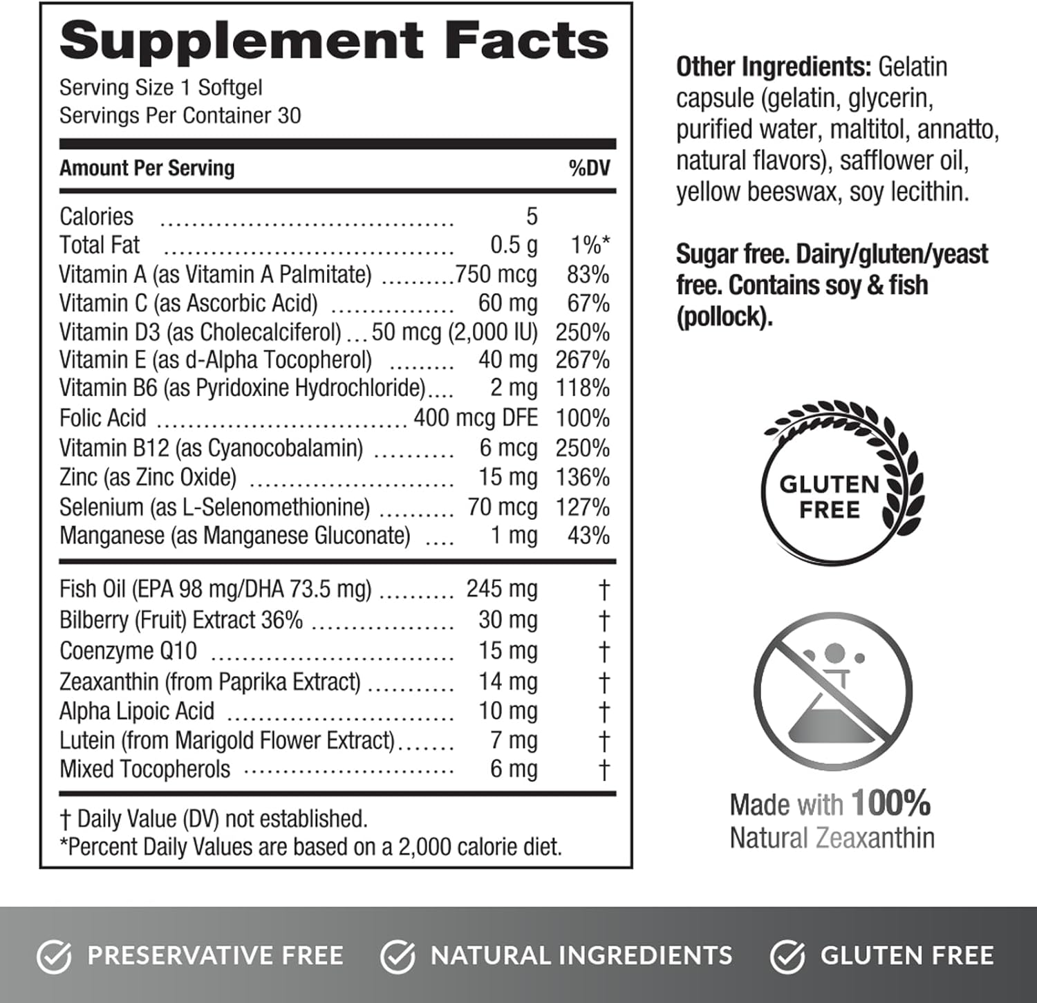 EyePromise Screen Shield All-in-One Eye Vitamin | Omega–3 Fish Oil, Bilberry, Lutein, Zeaxanthin, Vitamins A, C, B12, Zinc | 30 Count, Easy-Swallow Softgel Capsules