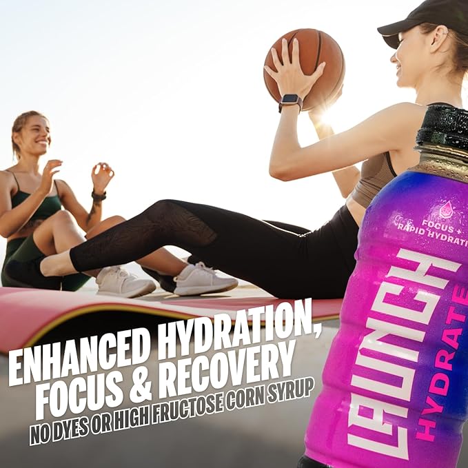 Sports Drink: Strawberry Lemon Flavor - 16.9 Oz (12 Pack), Energy Drink + Hydration, Real Cane Sugar, Electrolytes, Cognizin for Focus, Vitamin B12 Energy Boost, L-Glutamine Hydration Formula, No Artificial Sweeteners, Colors, or High Fructose Corn Syr...