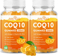2 Packs CoQ10 Gummies 250mg, Plus Omega-3, Vitamin B3 & Zinc, Magnesium - High Absorption Coenzyme Q10 Supplements for Heart Health, Cellular Energy, & Antioxidant Support, 120 Count