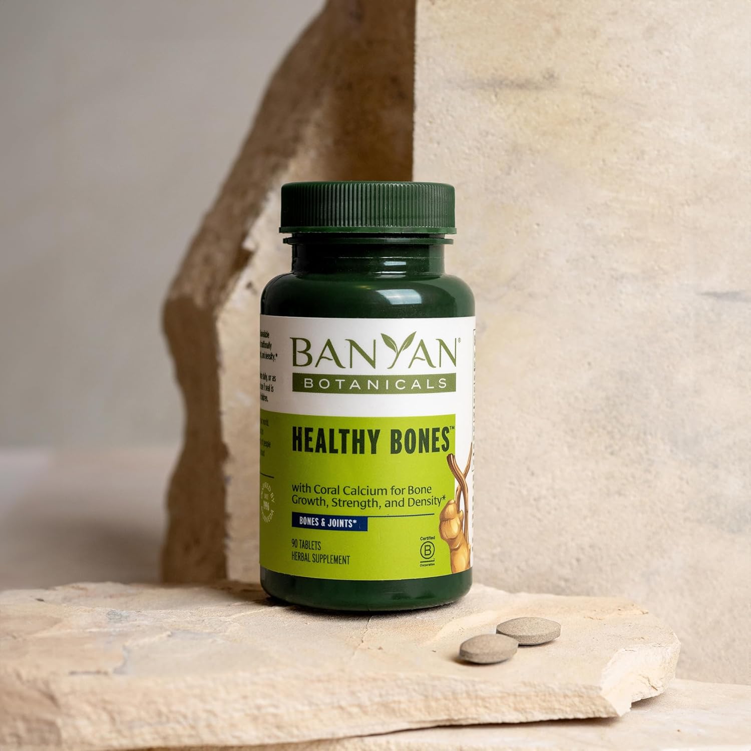 Banyan Botanicals Healthy Bones – Organic Bone Health Supplement with Ethical Coral Calcium – All Natural Calcium Supplement for Healthy Bones & Joints* – 90 Tablets – Non-GMO Sustainably Sourced