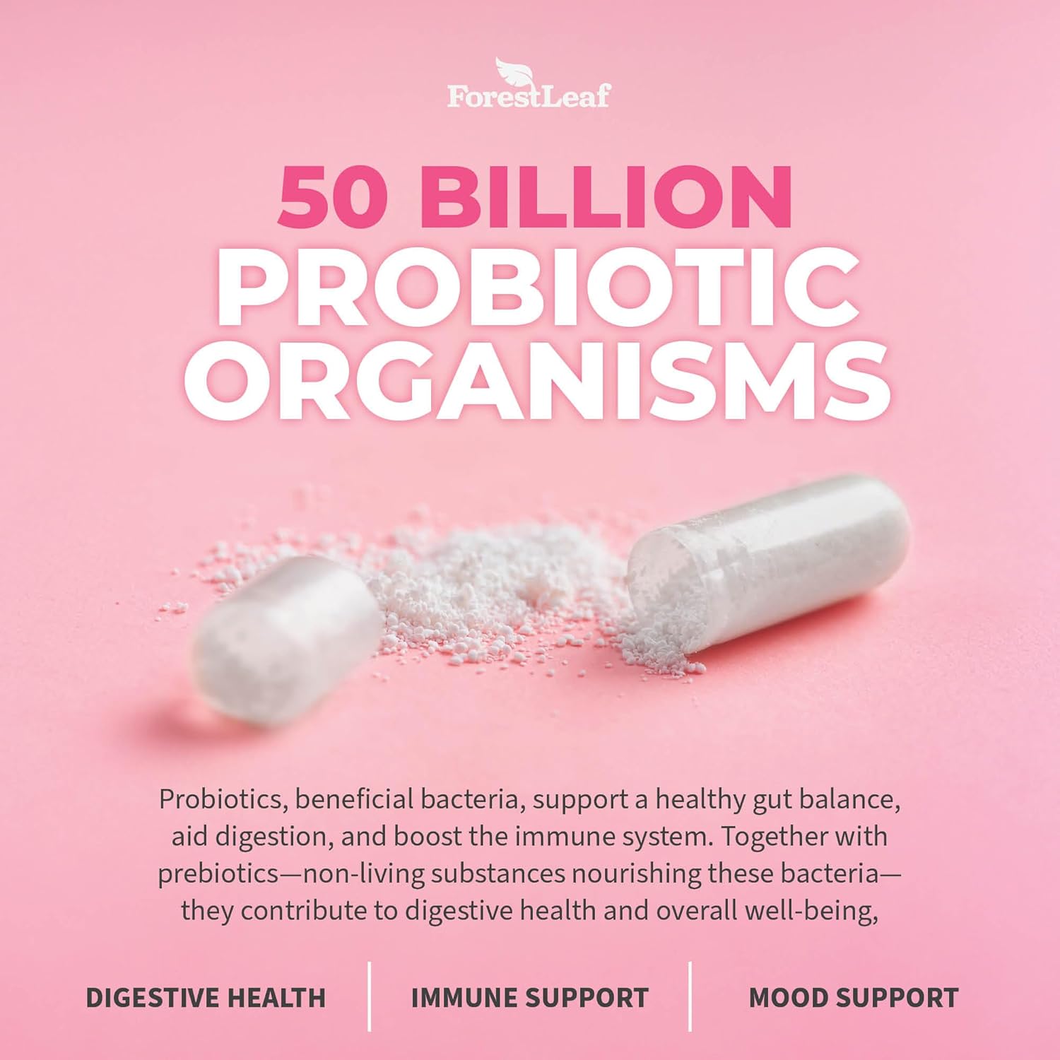 Probiotics for Women, 50 Billion CFU, 26 Unique Strains, Women's Probiotic and Prebiotics Support Digestive Health, w/Cranberry, Hibiscus & D-Mannose for Vaginal PH Balance, Urinary, Gut (30 Caps)