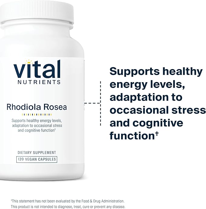 Vital Nutrients Rhodiola Rosea | Rhodiola Supplement for Healthy Energy, Memory, and Stress Support | Gluten, Dairy, Soy Free | Non-GMO | 120 Capsules