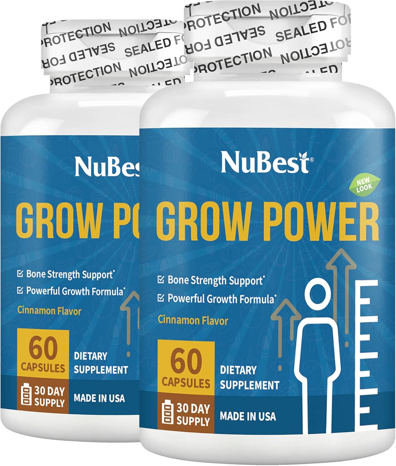 Grow Power by NuBest - Powerful Formula for Strong Bones - Supports Healthy Development, Overall Health - with Calcium, Phosphorus & More - for Children (10+) & Teens - 2 Pack | 2 Months Supply