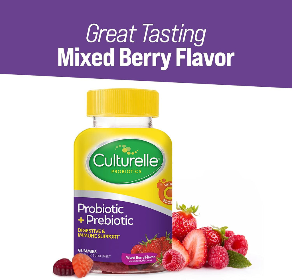 Culturelle Daily Probiotic Gummies for Women & Men, Berry Flavor, 52 Count, Naturally-Sourced Daily Probiotic + Prebiotic for Digestive Health, Non-GMO & Vegan