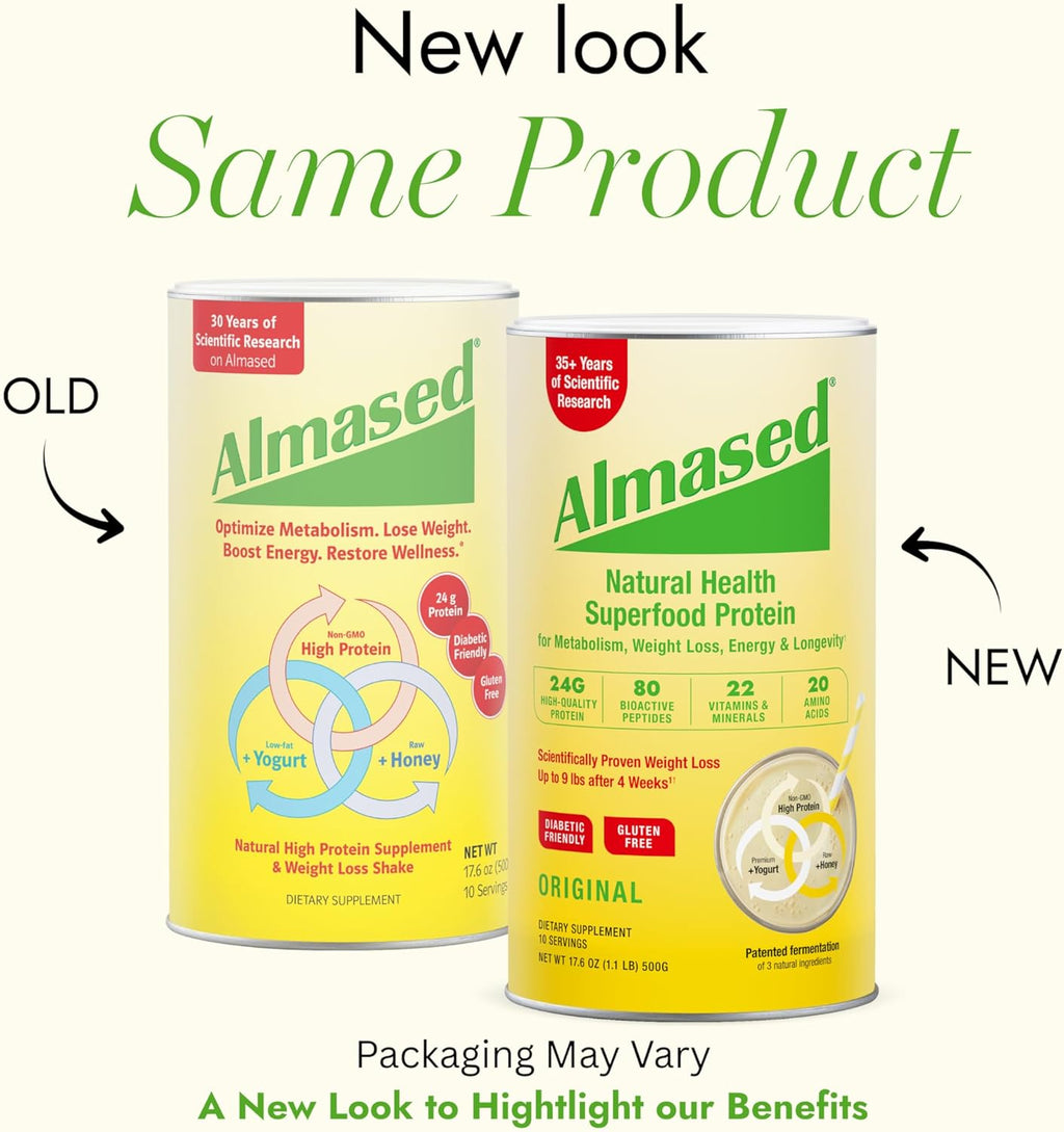 Almased Meal Replacement Shake - Plant Based Protein Powder for Weight Loss - Gluten-free, Non-GMO 17.6 oz (6 Pack)