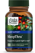 Gaia Herbs SleepThru - Natural Sleep Support Supplement with Organic Ashwagandha Root, Organic Magnolia Bark, Passionflower, and Jujube Date - 60 Vegan Liquid Phyto-Capsules (30-Day Supply)