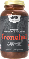 MK Supplements IRONCLAD – Grass-Fed Beef Spleen & Bison Heart | Natural Heme Iron for Energy, Endurance & Recovery | Regeneratively-Raised, Freeze-Dried Ancestral Iron Support