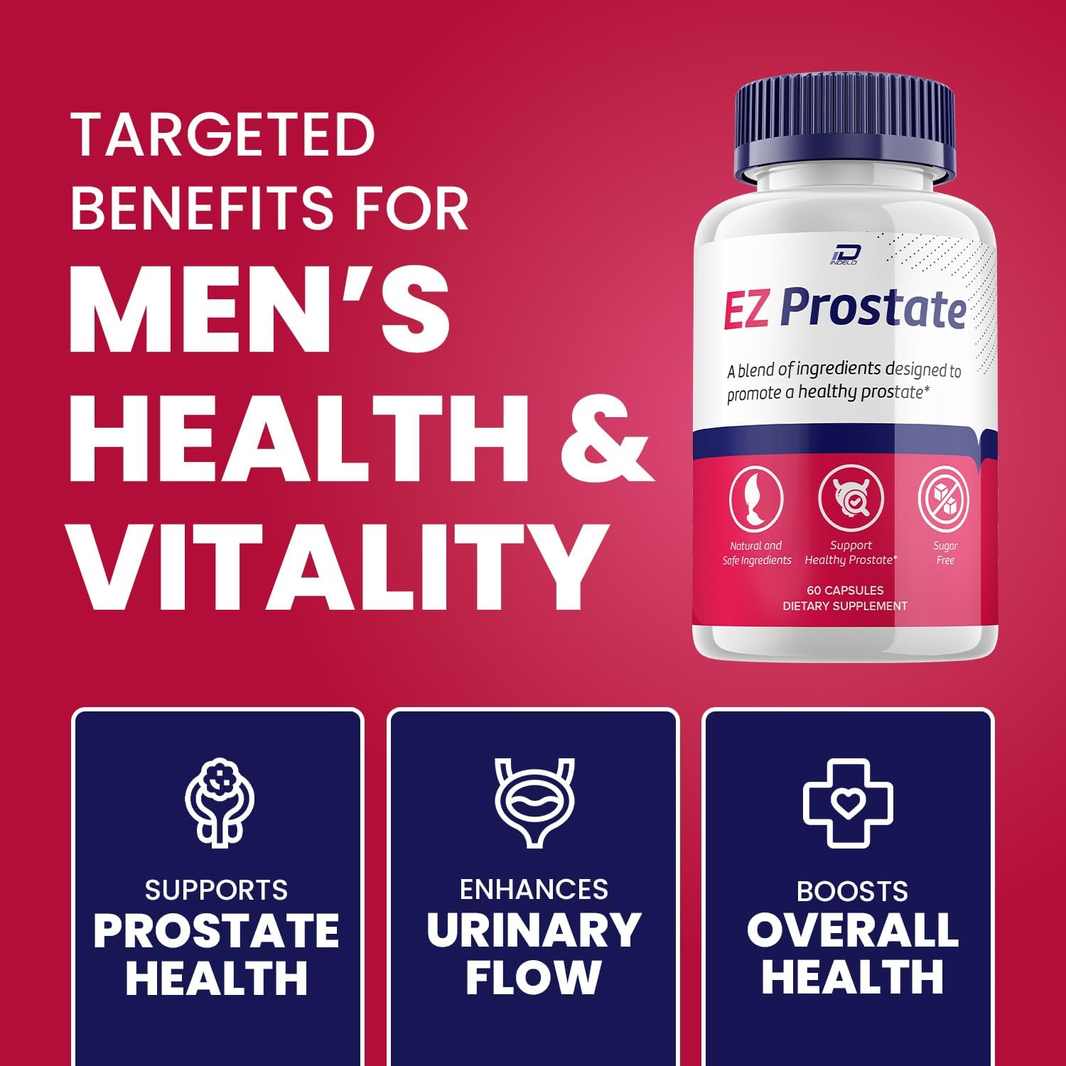 EZ Prostate Supplement for Men – EZProstate Pills Advanced Formula Supplements EZ Prostate for Men Health Supplement, Reviews (3 Pack - 180 Capsules)