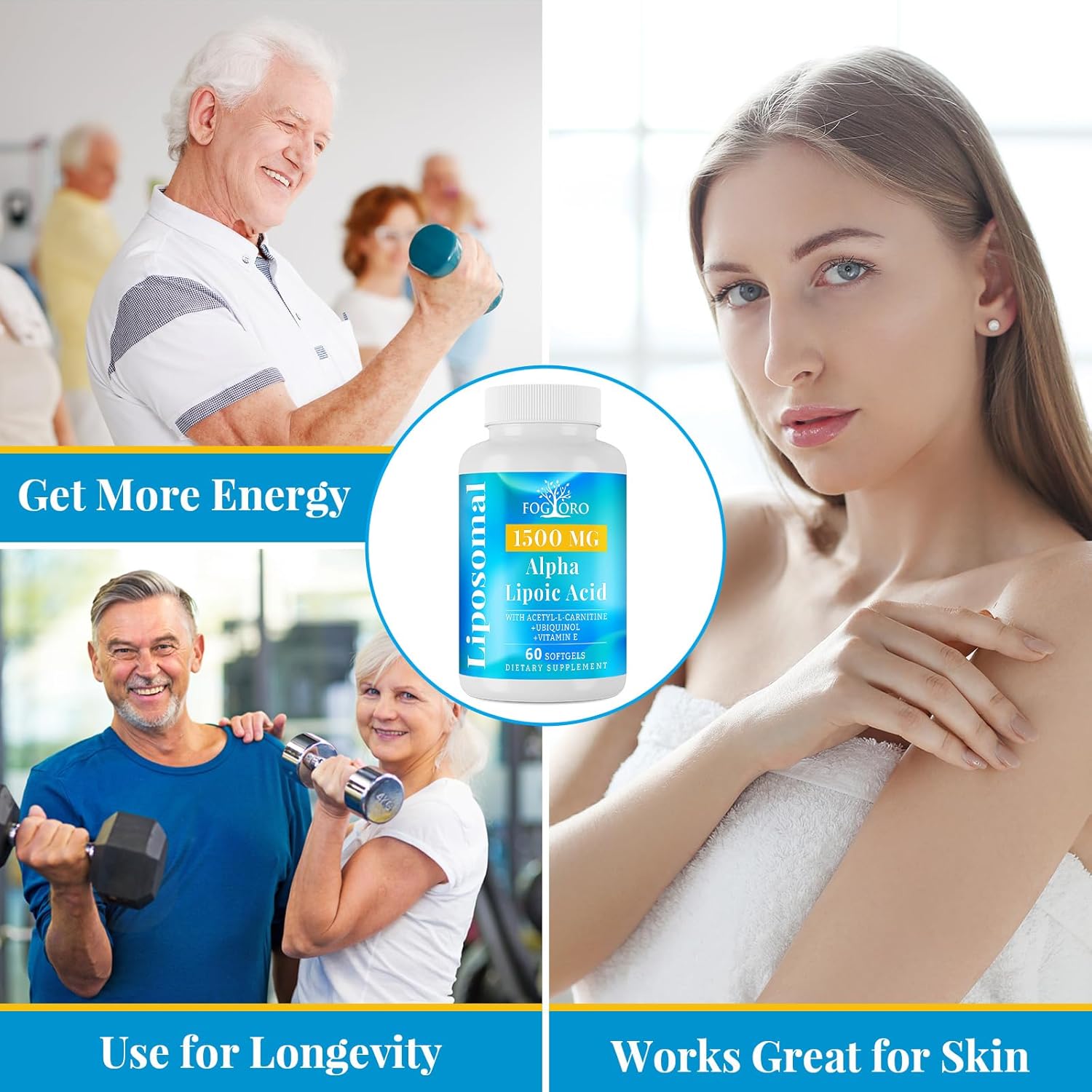 Fogoro Alpha Lipoic Acid 1500 mg-Liposomal ALA Supplement for Cellular Energy Production,Lipid Metabolism,Free Radical Scavenger,120 Softgels