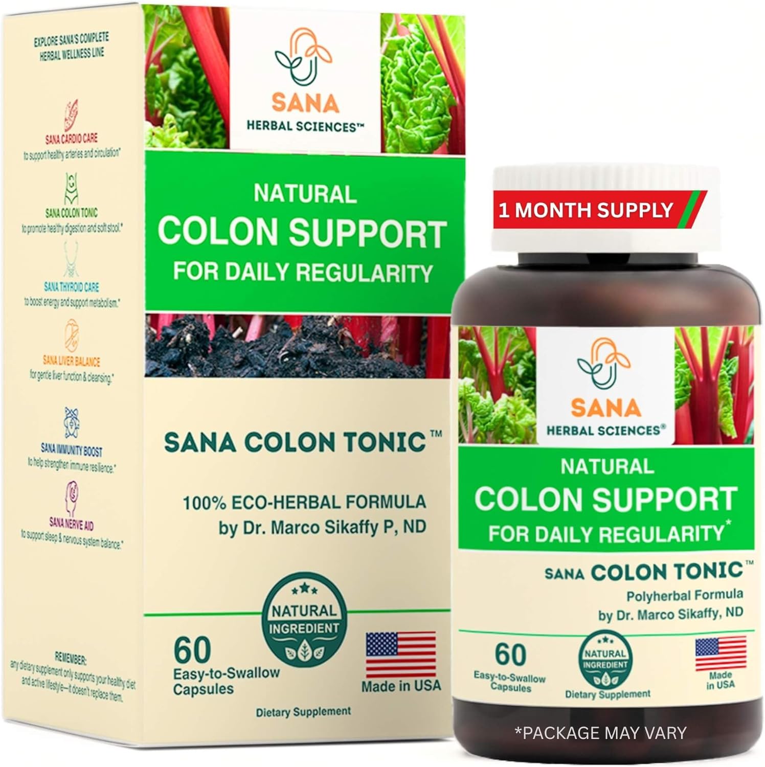 Natural Stool Softener - Safe for Daily Use, Postpartum | Ultra Gut Daily Colon Cleanse, Constipation Relief for Adult and Senior Women & Men | 60 Herbal Laxative Pills | Sana Herbal