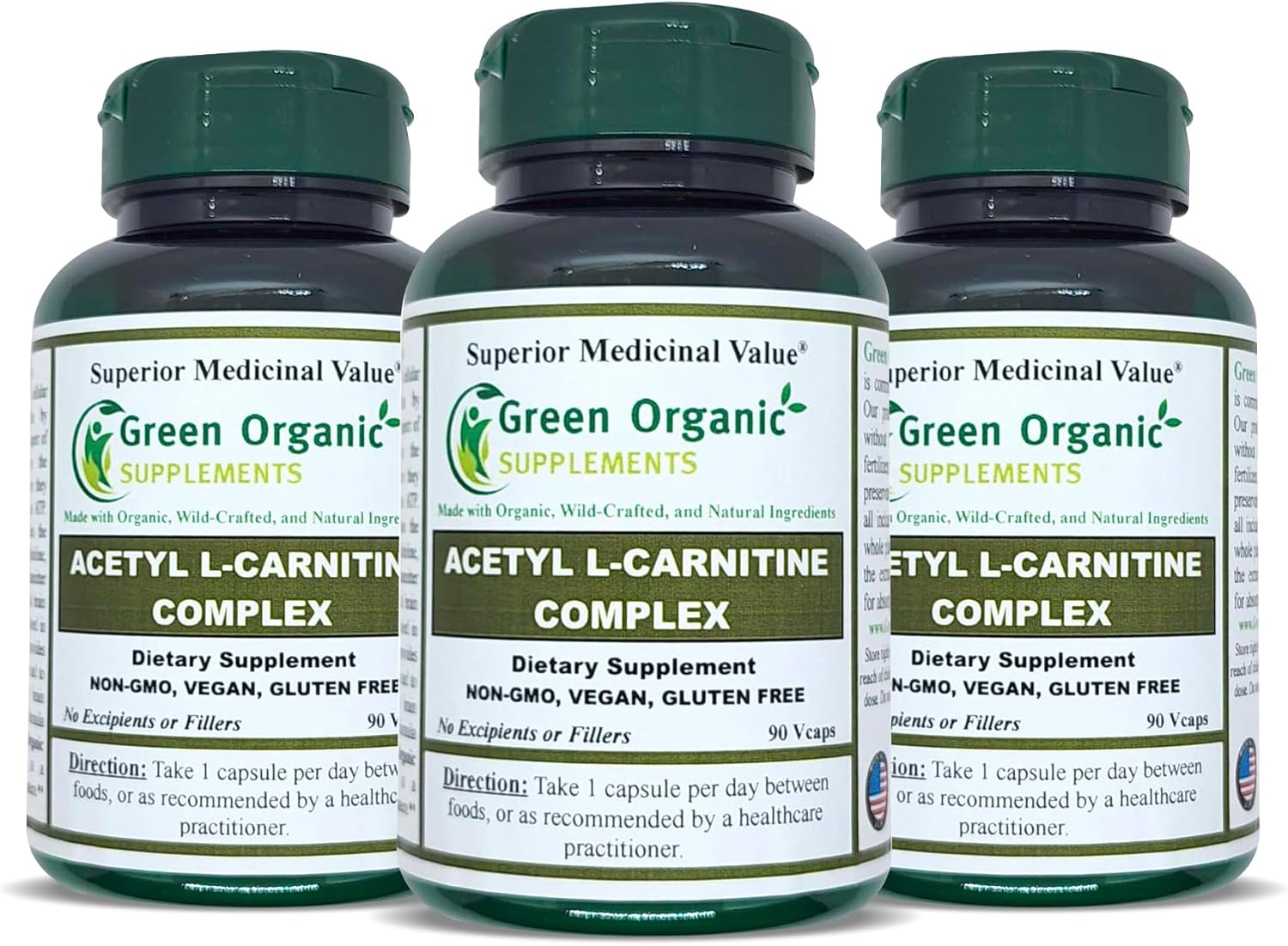 Acetyl L-Carnitine, Carnitine, ALC, High Absorbable, Non-GMO, Gluten-Free (Pack of 3)