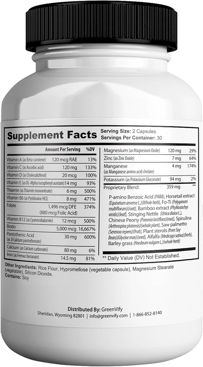 Kerassentials Max - Hair, Skin & Nails Support Supplement | Biotin, Calcium, Magnesium, Folate & Herbal Blend | Premium Formula | 120 Capsules, Vegan & Gluten-Free