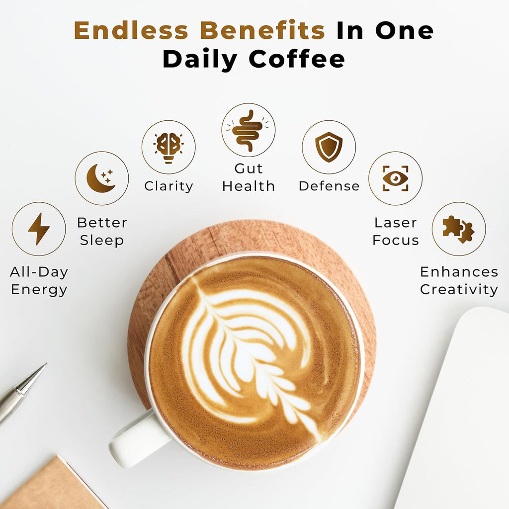 Organic Mushroom Coffee Certified Mold & Mycotoxin-Free GrassFed Collagen Types I & III 8 Fruiting Body Mushrooms Tested for Beta-Glucans Focus Energy Digestion & Immunity 30 Servings