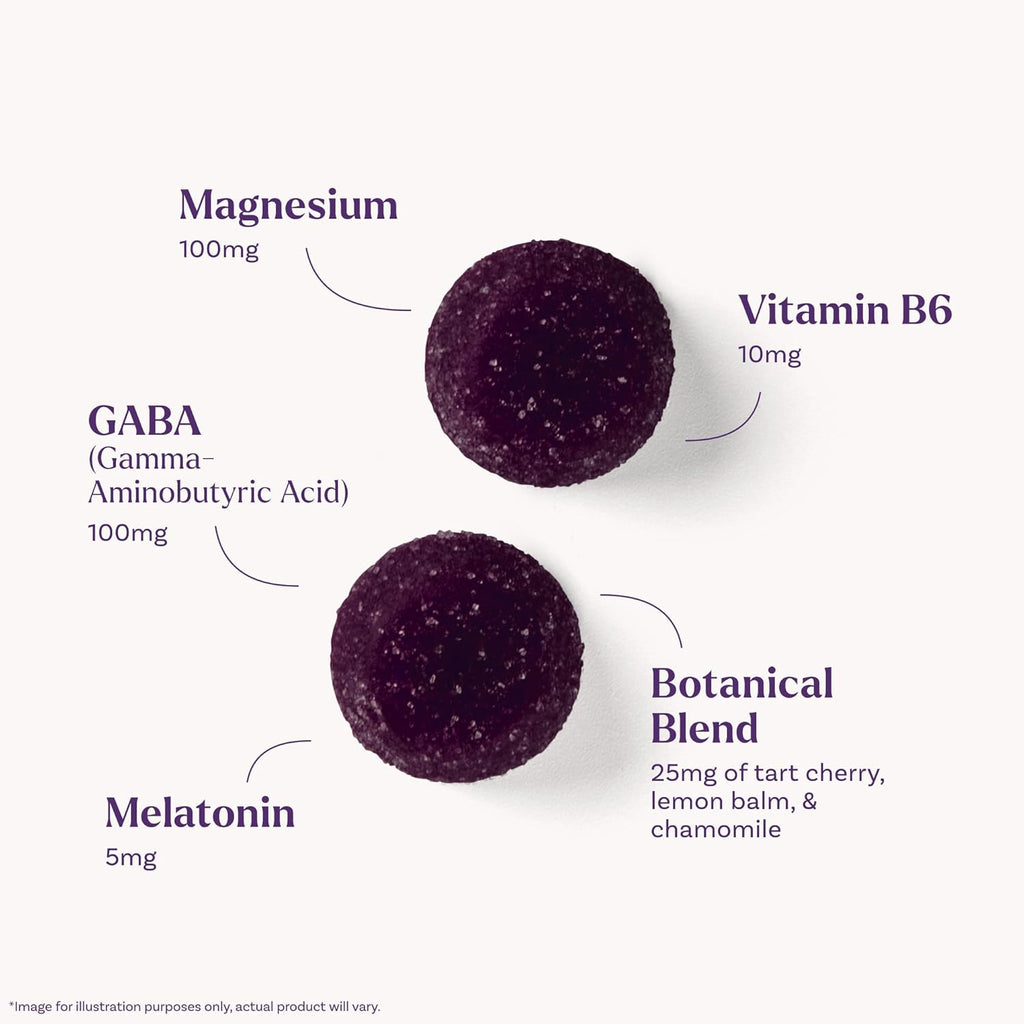 Natrol Sleep + Restore Magnesium Glycinate Blend Gummies with Melatonin 5mg - Calm Magnesium with GABA, Botanical Blend, Cherry Flavor, 60 Gummies
