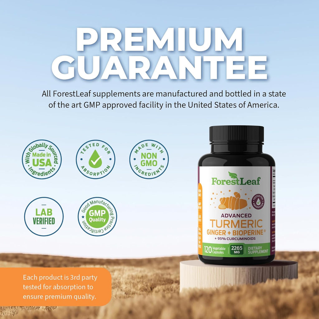 Turmeric Supplement Extra Strength 2265mg - Turmeric Curcumin Supplement w/BioPerine Black Pepper - Tumeric and Ginger Supplements, 95% Curcuminoids, Supports Immune & Joint Health, 120 Caps