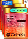 Hair Skin and Nails Vitamins – Biotin | Hyaluronic Acid | Calcium AKG | MSM | Vitamin C & Vitamin D3 K2 – Hair Vitamins for Women – Promotes Shiny Hair & Radiant Skin –270 Capsules (3 Pack)