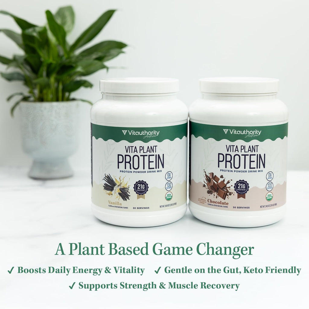 Organic Plant Based Protein for Women Complete Vegan Protein Powder with BCAAs & MCTs Plant-Based 21g, Dairy-Free, Gluten-Free, No Added Sugar, Supports Muscle Recovery (Vanilla Flavored, 30 Servings)