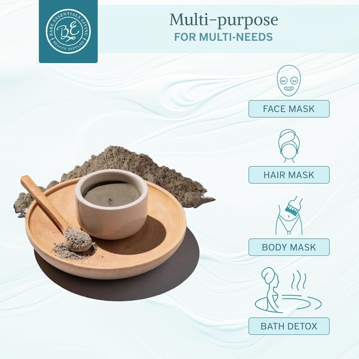 Bare Essentials Living - Bentonite Clay Powder (5lbs) Face Clay Mask, Bentonite Clay Detox for Skin, Clay Powder for Seed Bombs, Detox Bath, Cosmetic Clay Powder, Sodium Bentonite Clay - Made in USA