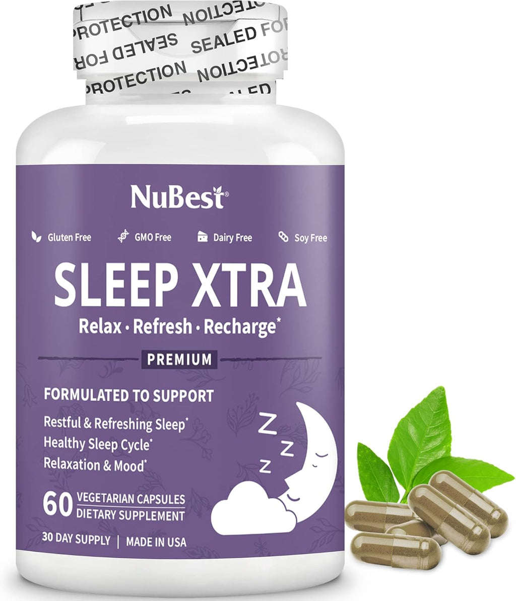 NuBest Sleep Xtra | Supports Healthy Sleep for Adults | Vitamin B6, Melatonin, Ashwagandha, Chamomile, Valerian & More - Non Habit-Forming | 60 Vegan Capsules | Pack 2