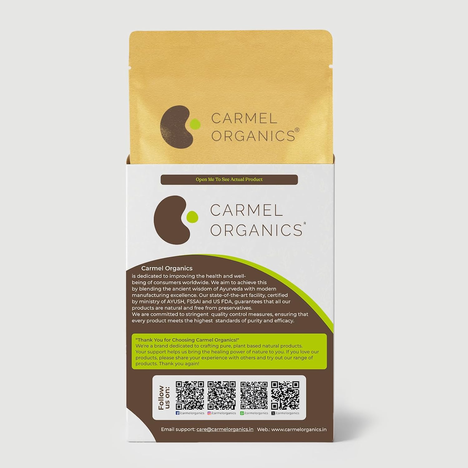 CARMEL ORGANICS Bacopa Monnieri/Brahmi Powder | 8 Ounce or 0.5 Lb/ 227 Grams(Pack of 1) | Natural and Pure Bacopa Powder Non-GMO | No Added Preservative