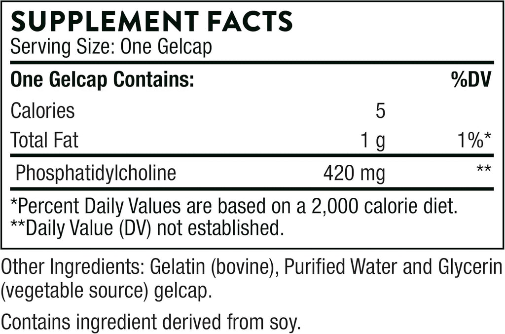 THORNE - Phosphatidyl Choline - Phospholipid Complex for Cell Membrane Support* - 60 Gelcaps