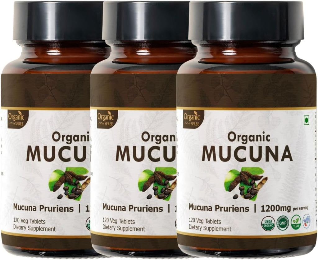 Mucuna 120 Tablets – USDA Organic Mucuna Pruriens – Supports Relaxation & Cognitive Function* - Pack of 3
