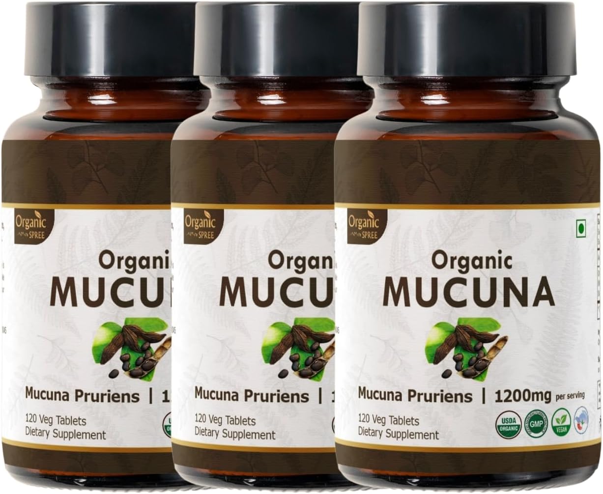 Mucuna 120 Tablets – USDA Organic Mucuna Pruriens – Supports Relaxation & Cognitive Function* - Pack of 3