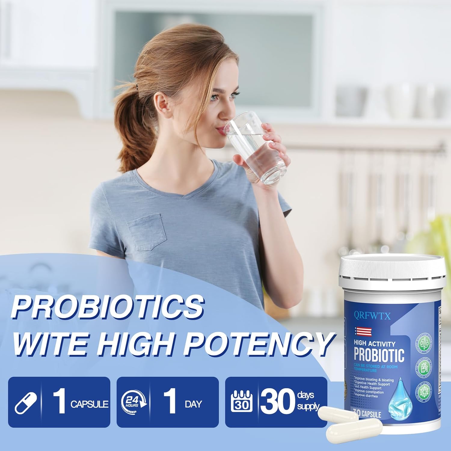 Acidophilus Probiotic - 60 Billion CFU Probiotics, Immune, Digestive & Gut Health Probiotics for Women & Men, Gluten-Free, Non-GMO, cGMP Certified - 30 Acidophilus Capsules [One Tablets Daily]
