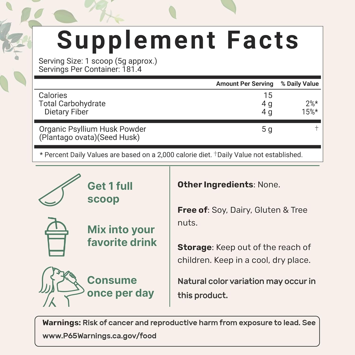 Micro Ingredients Organic Psyllium Husk Powder, 2lbs (32oz) | Daily Soluble Fiber Supplement | India Origin | Natural Prebiotics & Probiotics | Supports Digestive Health|Non-GMO, Keto Friendly, Vegan