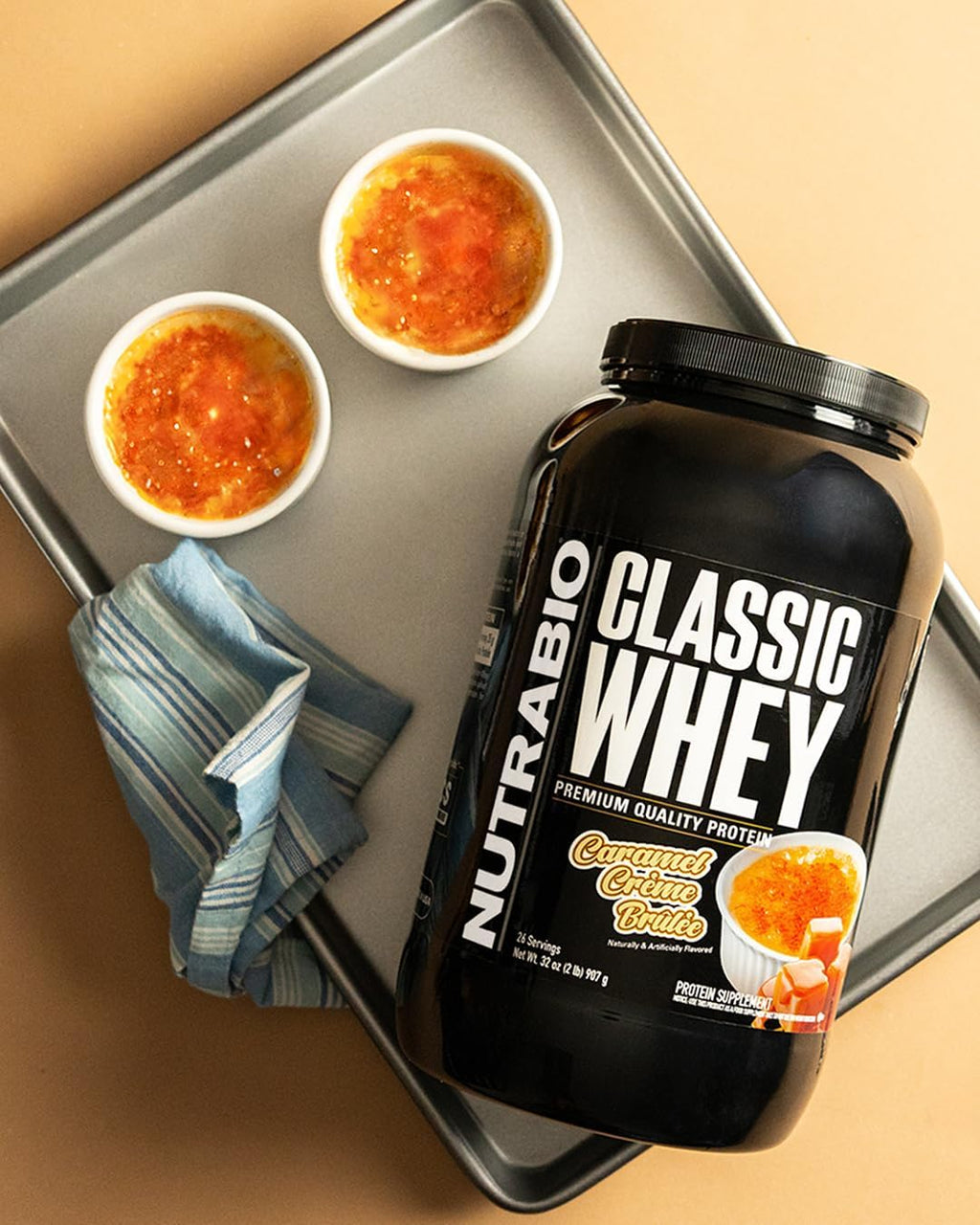 NutraBio Classic Whey Protein Powder- 25G of Protein Per Scoop - No Fillers, Artificial Colors, Preservatives - Caramel Creme Brulee, 2 Pounds